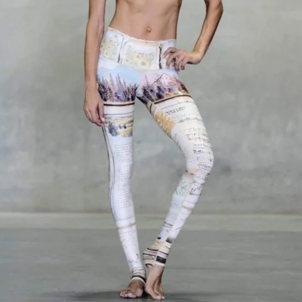 Niyama Sol Cream & Pastel Printed High-Waist Leggings